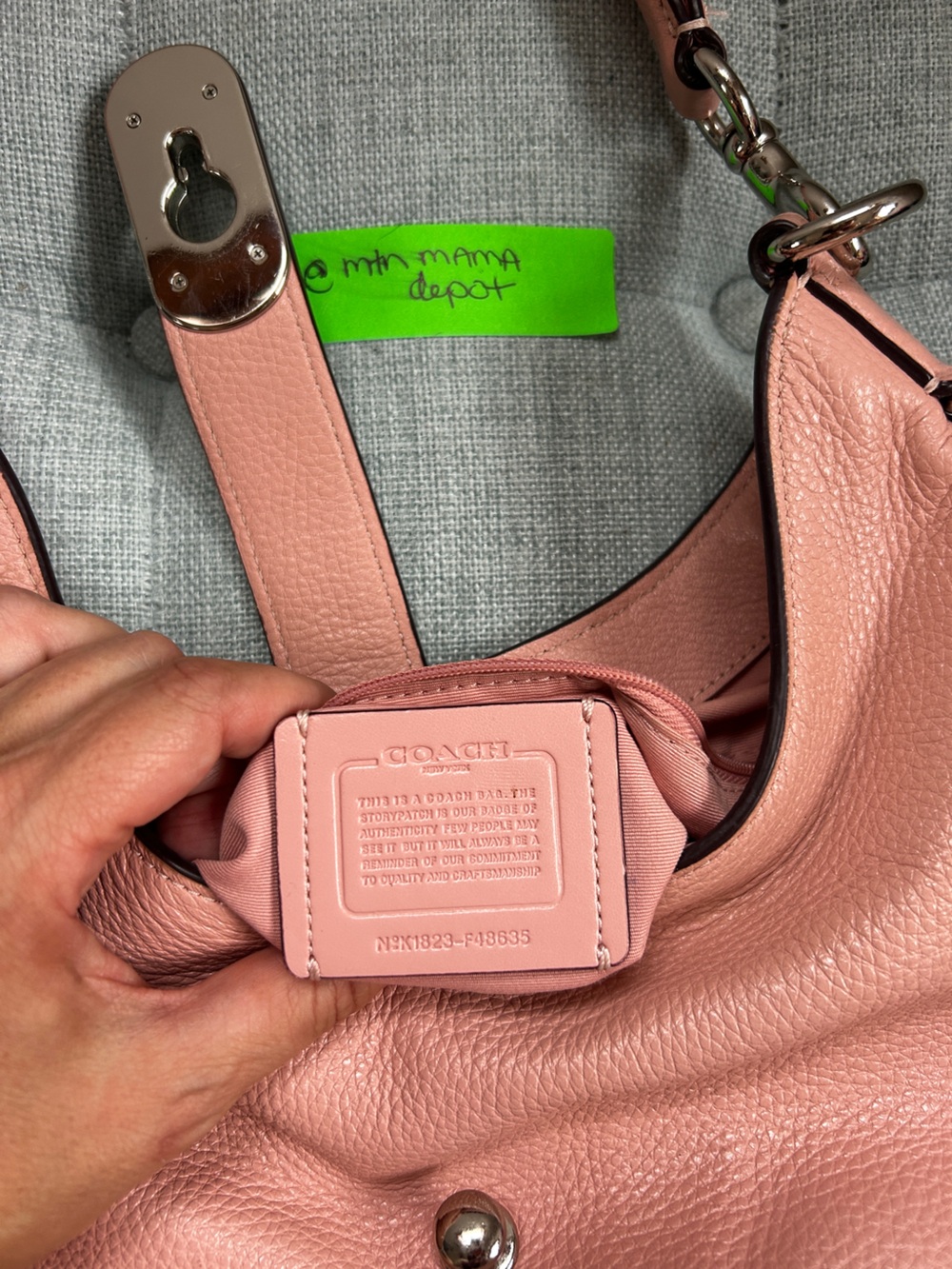 Coach Amber Hobo F48635 Petal Pink Pebbled Leather Shoulder Bag - Picture 10 of 12